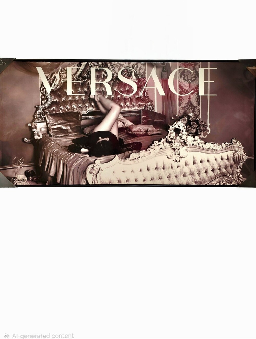 Studio Vista Photography Versace Sepia Luxury Bedroom Glossy Framed Wall Decor